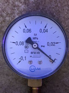 ДВ05063 Вакуумметр загальнотехнічний -1.0 кгс/см2 (-0,1.0МПа;-100...0 кПа) Ф63ммм М12*1,5 з радіальним штуцером ВП2-У2 фото